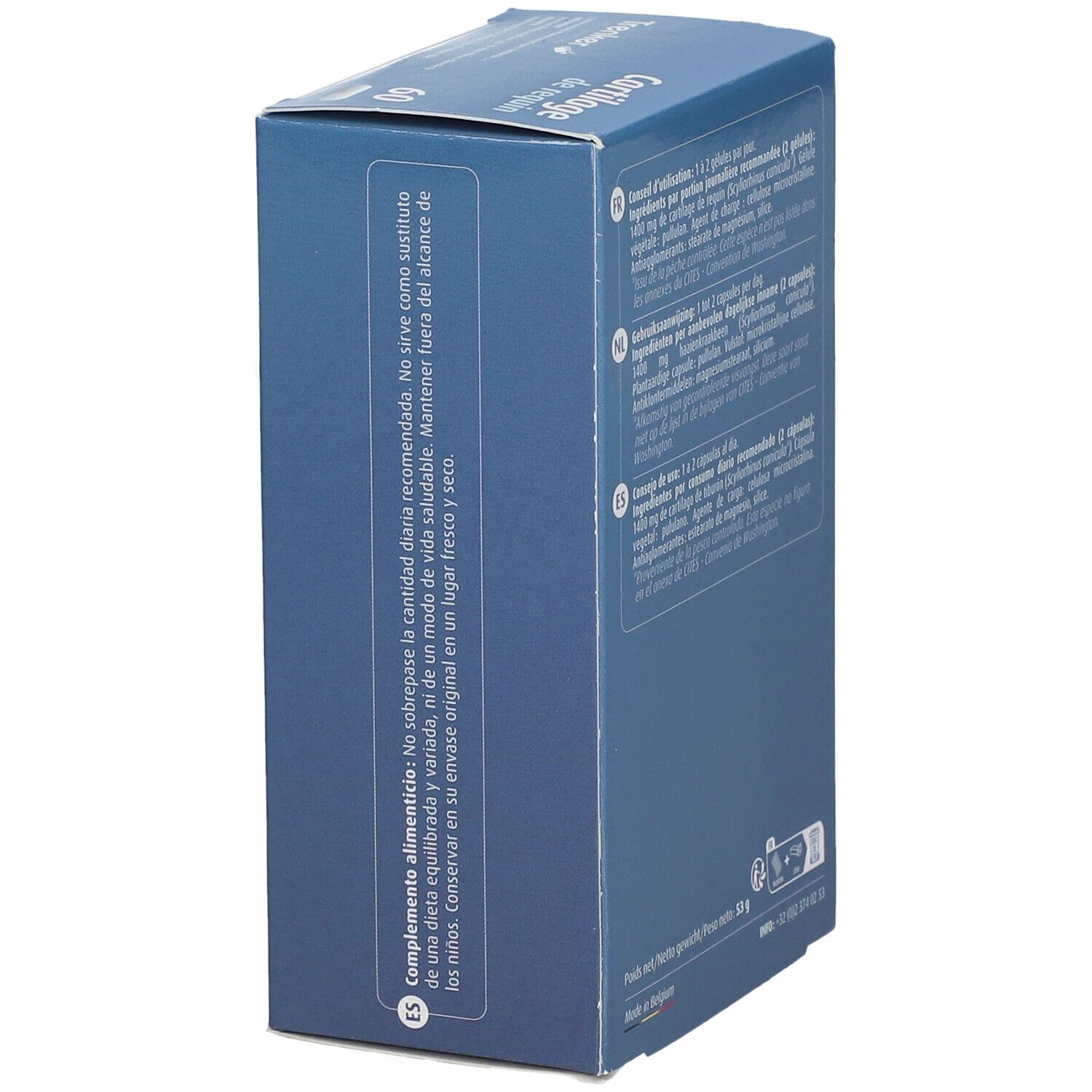 Blaue Schachtel mit Text. Enthält Produktinformationen in Spanisch. Marke: Orthonat.