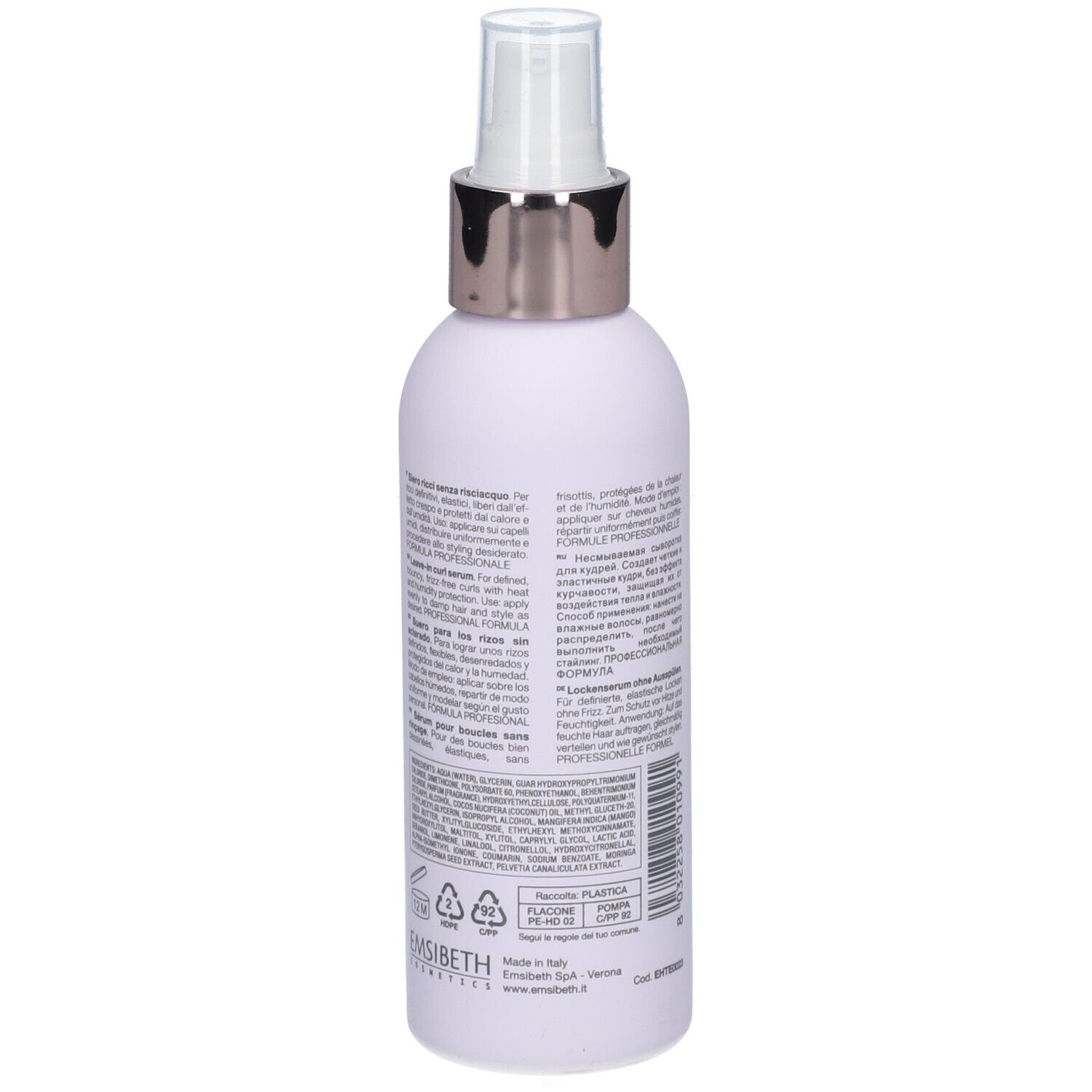 Flasche mit Zerstäuber. Rückseite mit Text. Aufschrift: ethe, 150 ml.