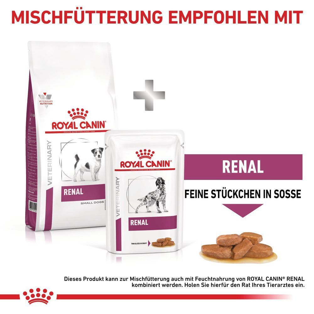 ROYAL CANIN Renal Hundefutter, Seitenansicht des 3,5 kg Beutels.