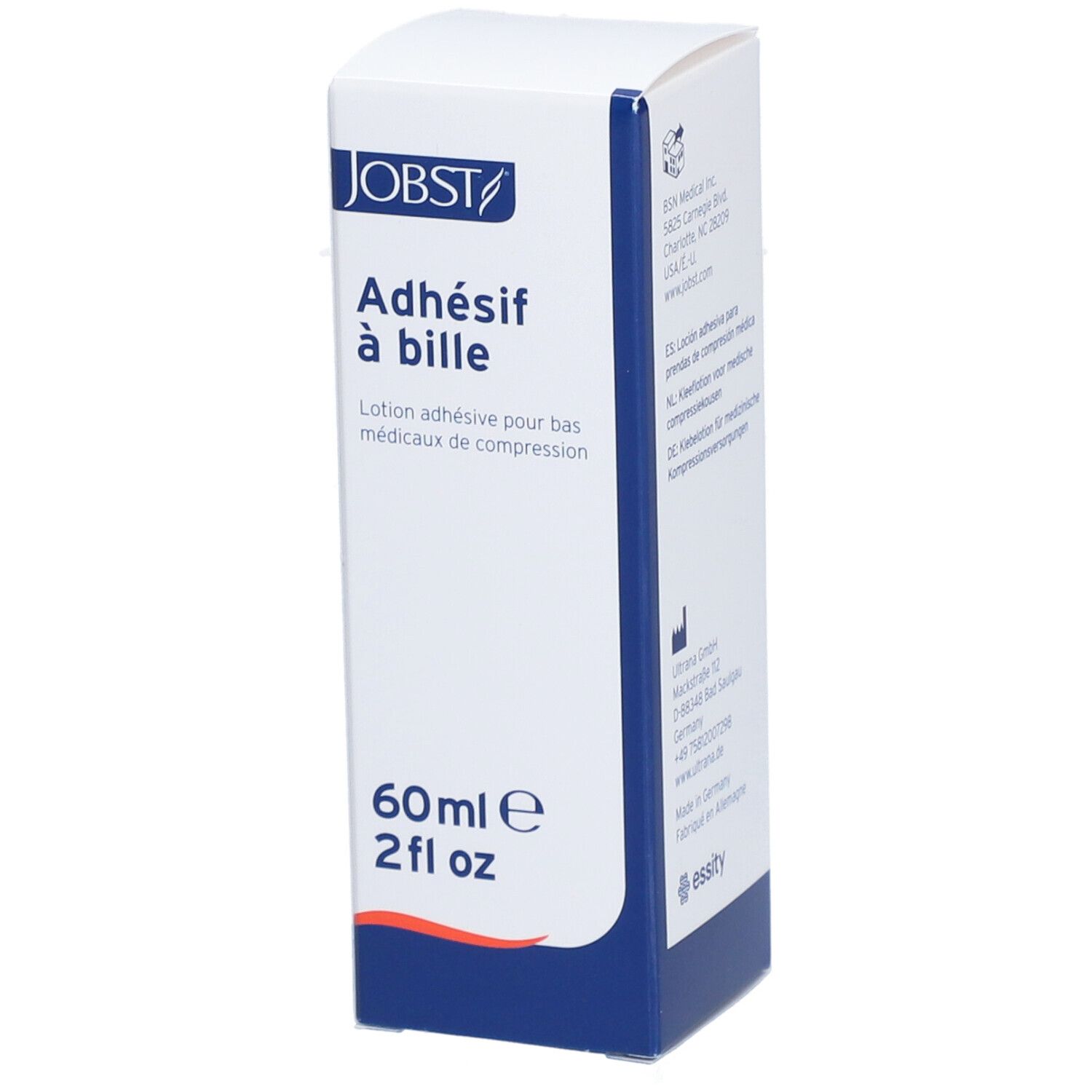 JOBST Roll-On Adhesive. Kleeflotion voor compressiekousen. Fles van 60 ml. Fabrikantinformatie.