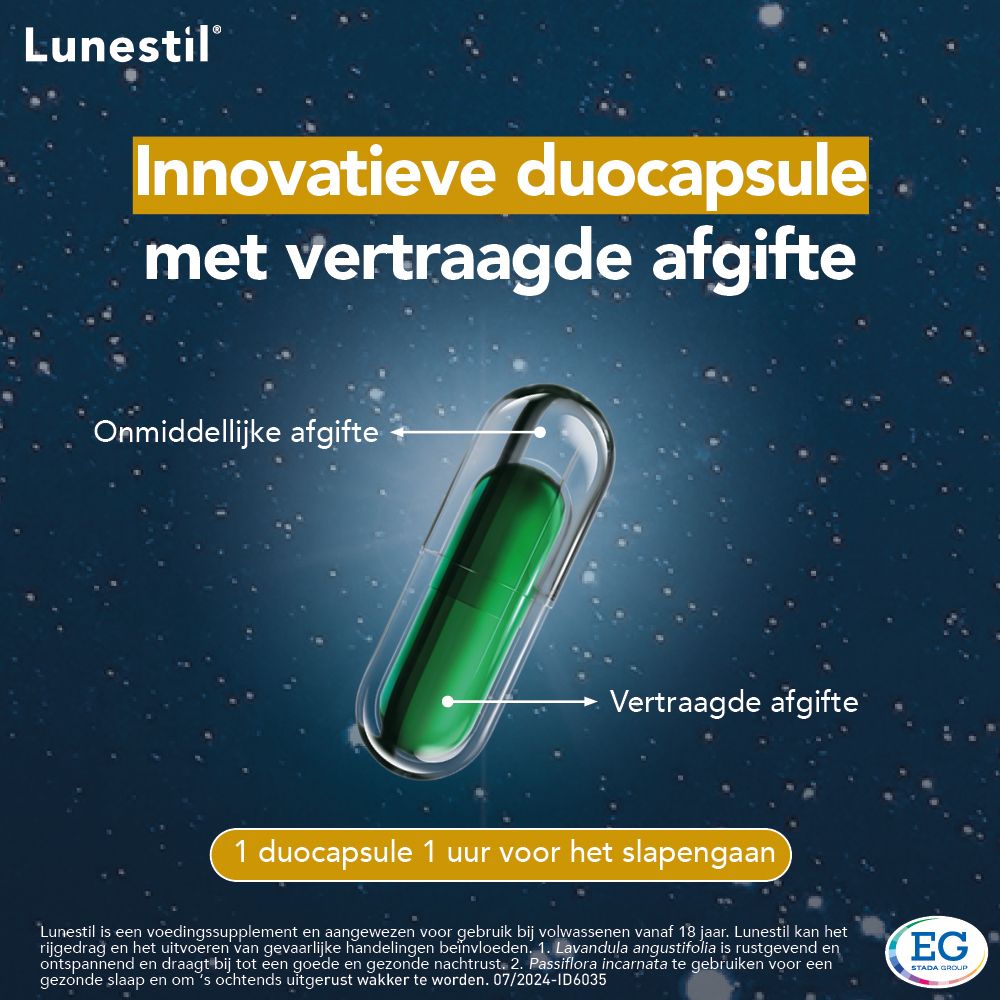 Capsule met vertraagde afgifte. Opschriften: Onmiddellijke afgifte, Vertraagde afgifte.