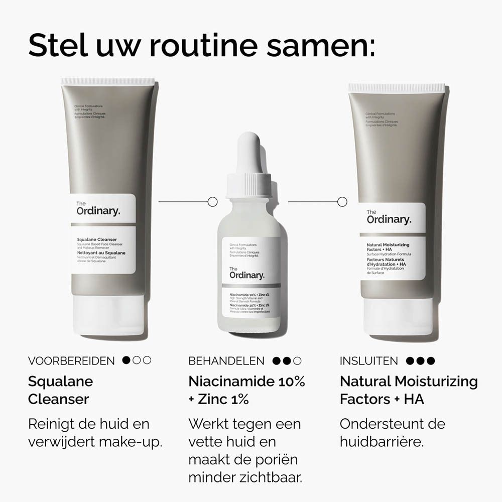 Twee flesjes met pipet. Hyaluronzuur en niacinamide.