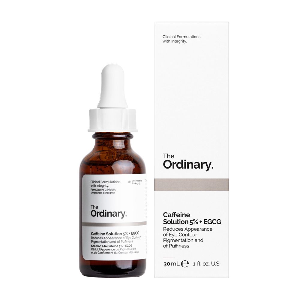 Productfles en verpakking. Opschrift: The Ordinary. Productnaam en beschrijving op het etiket en de verpakking.