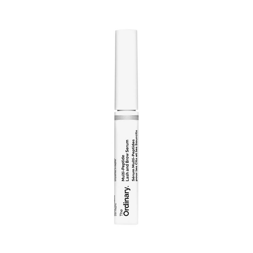 Witte serumfles. Opschrift: Multi-Peptide Lash and Brow Serum.