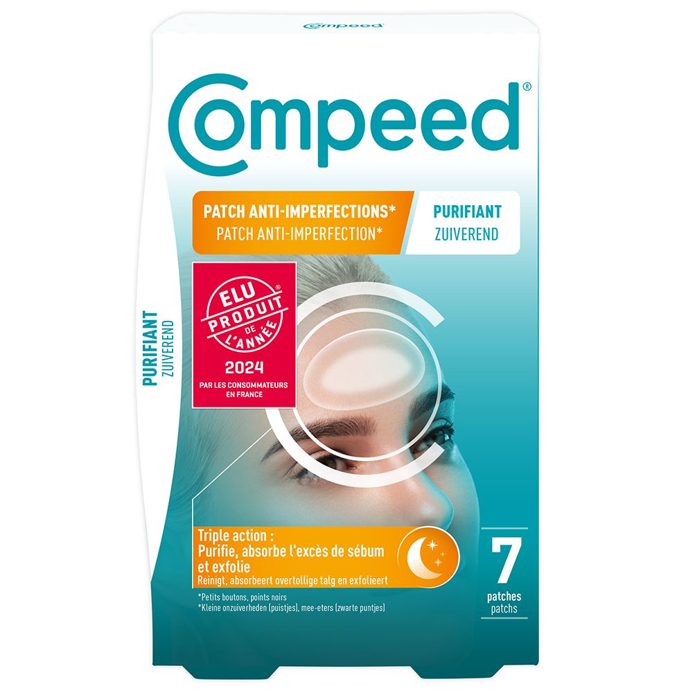 Compeed® - Patchs anti-imperfections purifiants - patchs hydrocolloides - 7 patchs