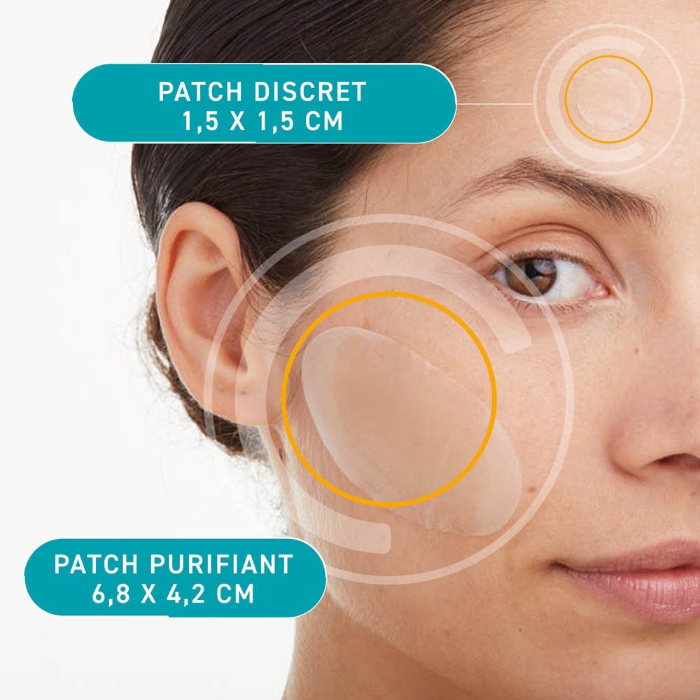 Compeed® Patch anti-imperfections. 7 patchs. Emballage avec image du produit et texte.