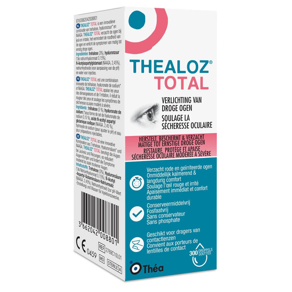 Collyre Thealoz Total pour yeux secs, 300 doses.