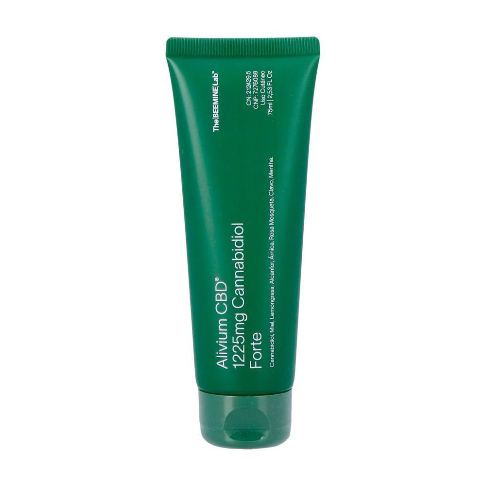 Tube verte avec Alivium CBD 1225mg Cannabidiol Forte. Contient 75ml.