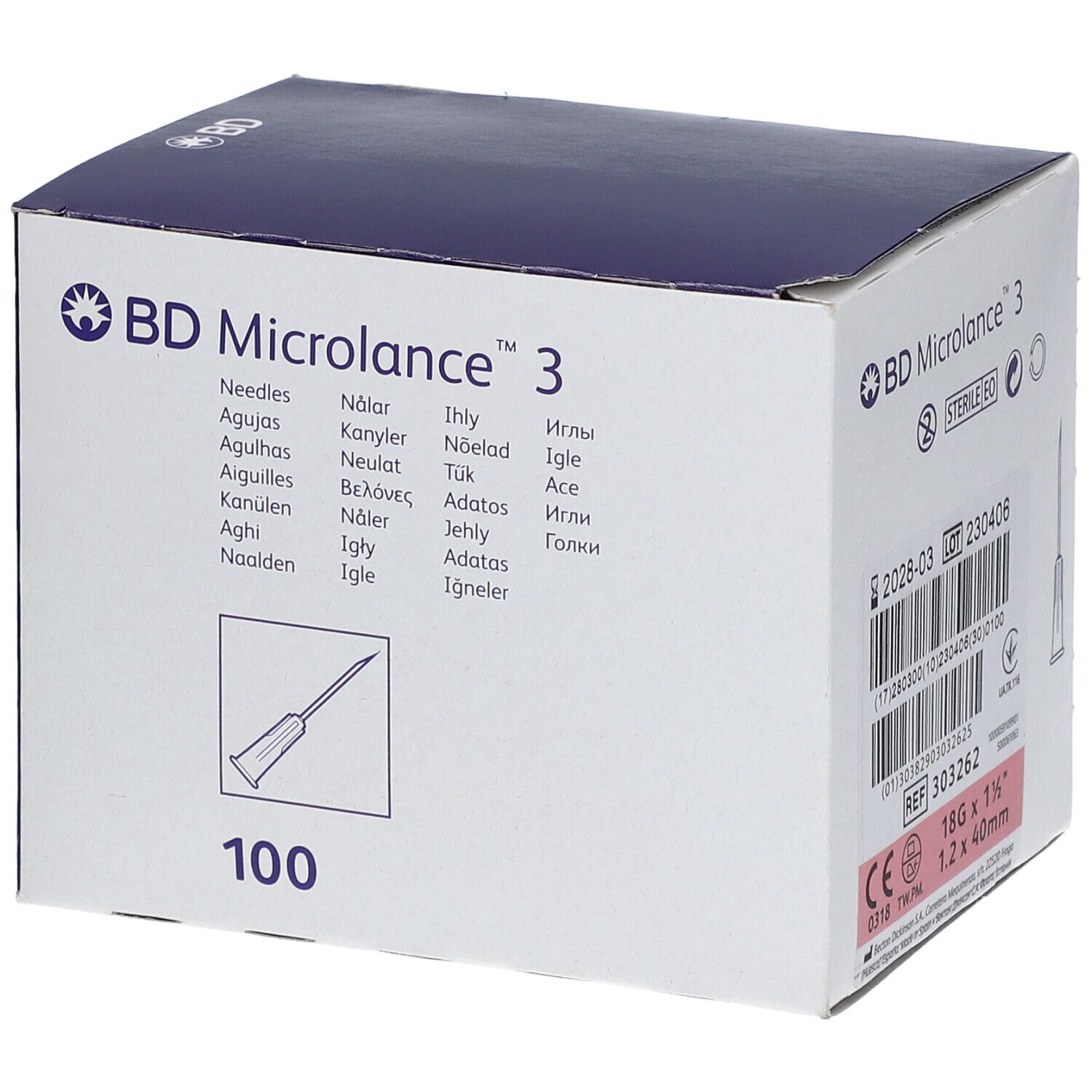 BD Microlance™3 Aiguilles 18G x 1 1/2 (1,2 x 40 mm)