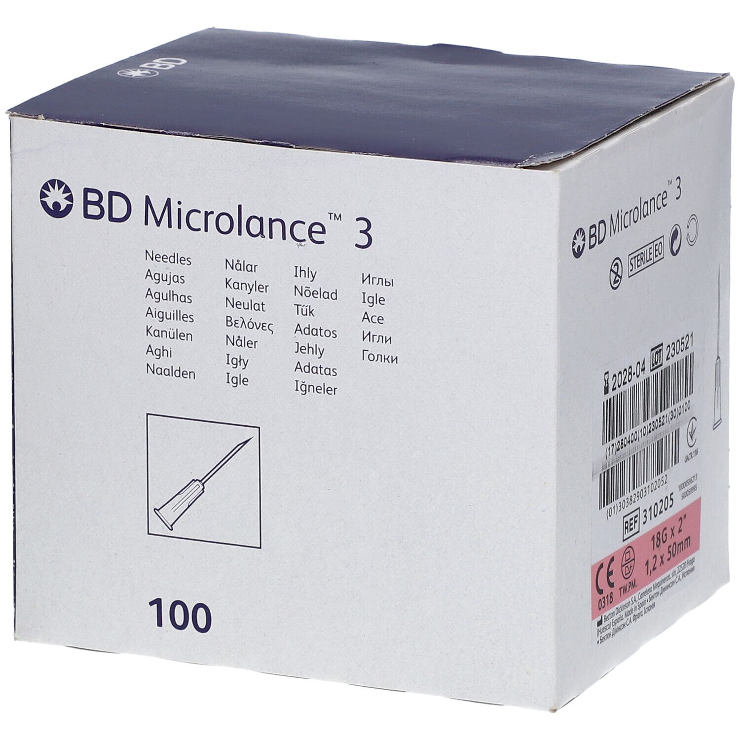 BD Microlance™ 3 Aiguilles 18G 2' RB Thinwall 100 aiguilles