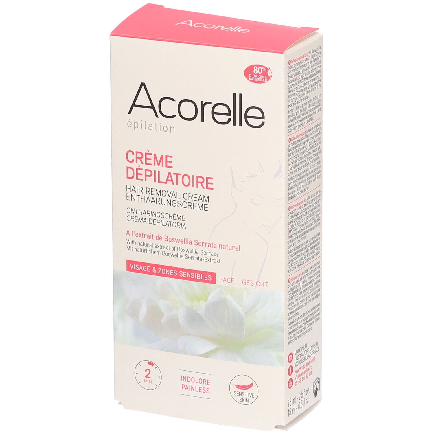 Acorelle Crème Dépilatoire Visage & Zones Sensibles