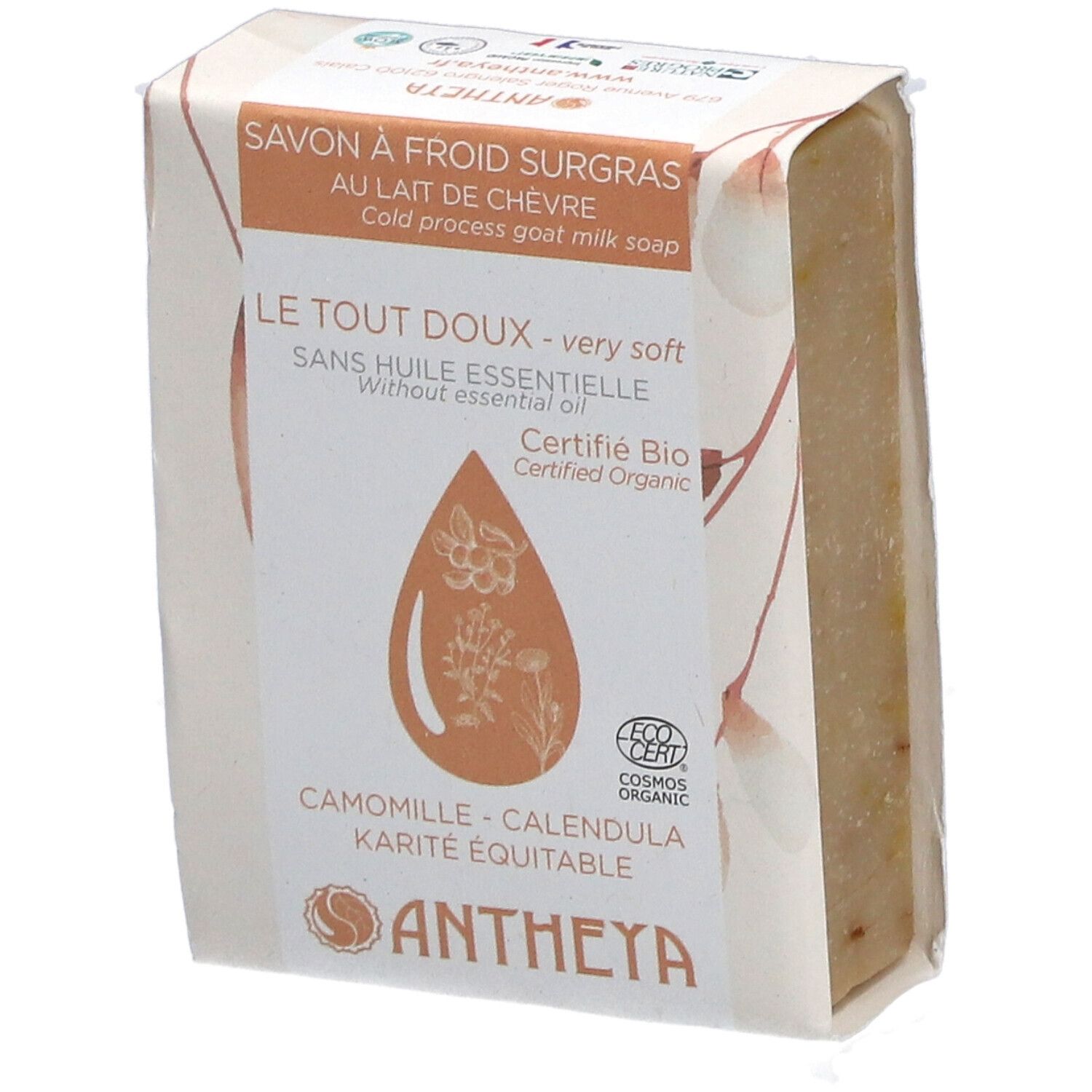 Antheya Savon à froid surgras au lait de chèvre - Camomille & Calendula & Karité