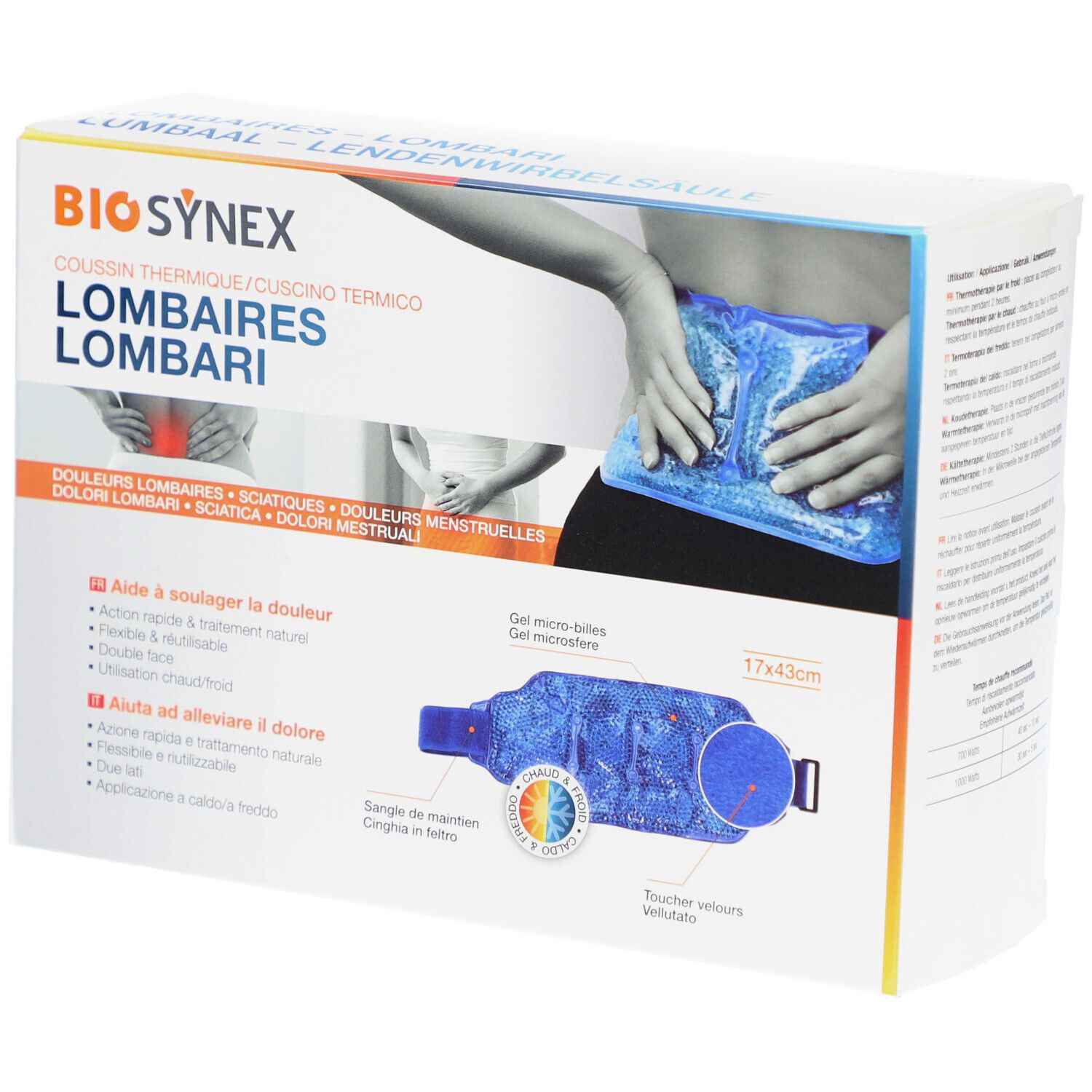 BIOSYNEX Thermisch Lumbaalpack 17X43 cm 1 Warmtekussen
