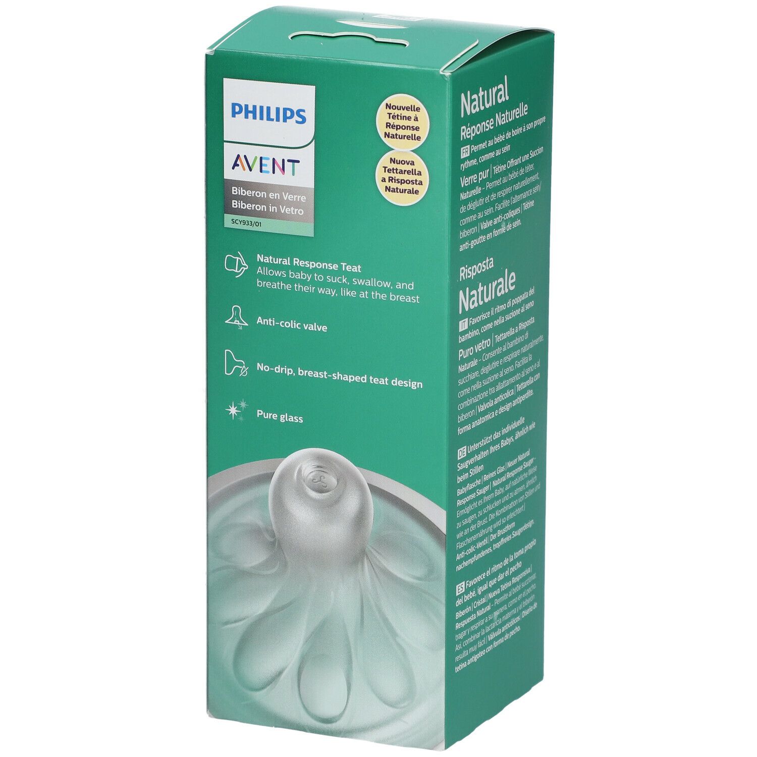 PHILIPS Avent Natural Response Babyflasche aus Glas 240 ml