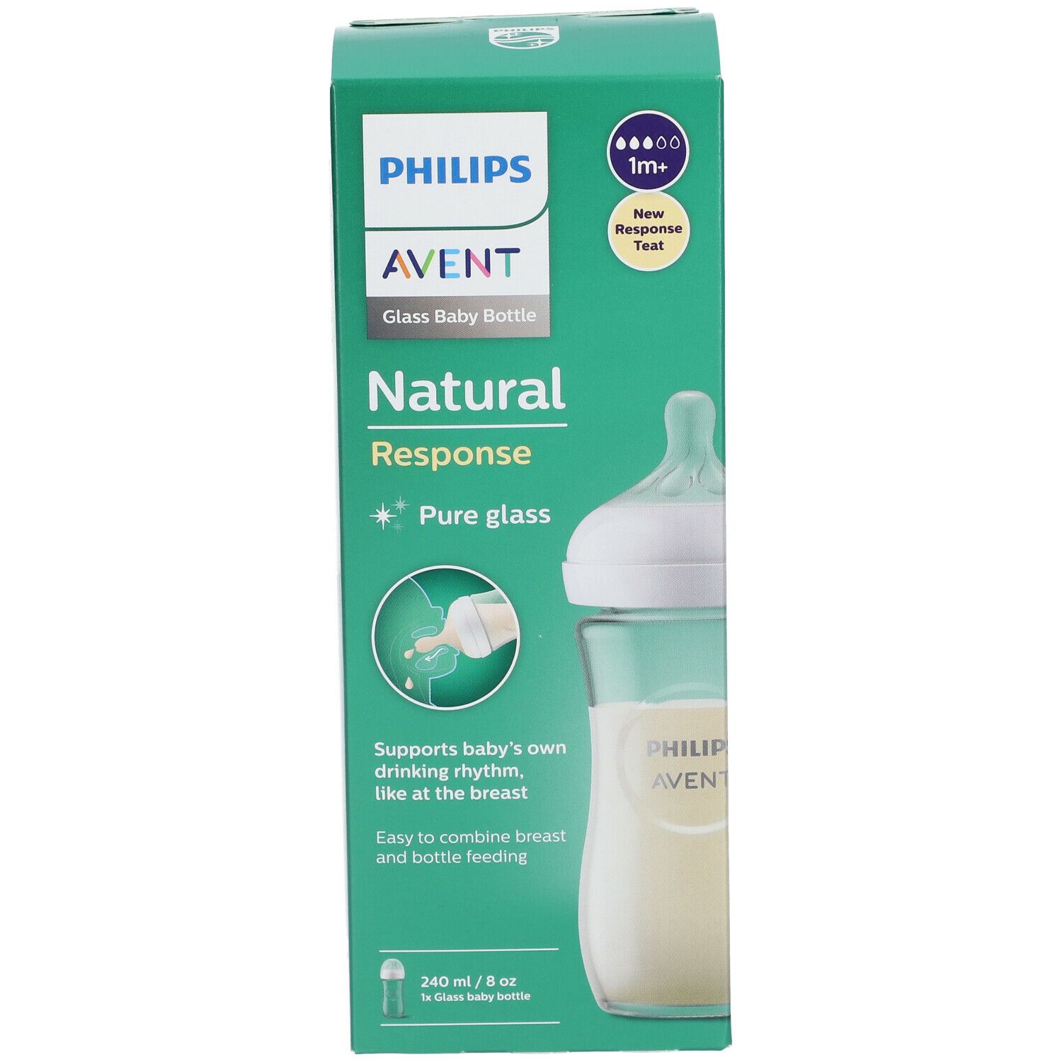 PHILIPS Avent Natural Response Babyflasche aus Glas 240 ml