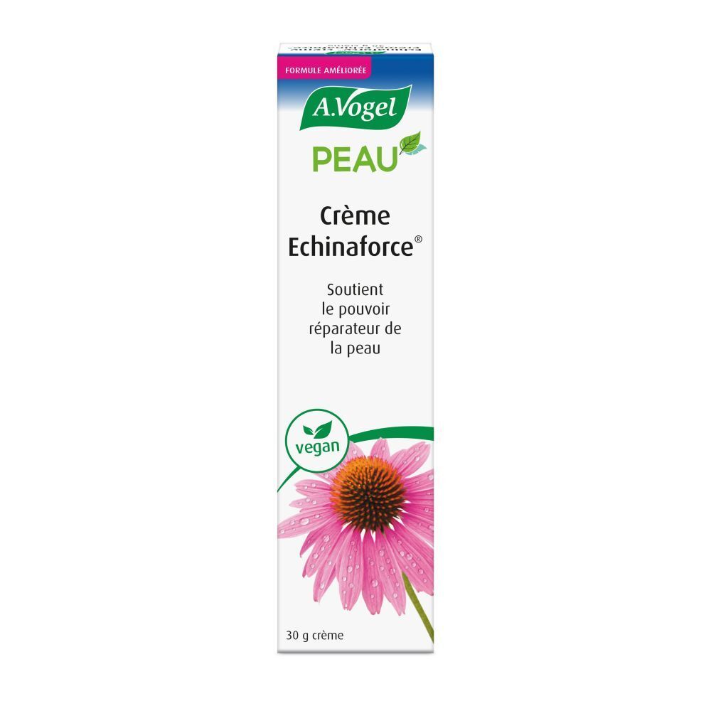 Tube de crème avec nom et logo du produit. Label vegan. 30 g de crème.