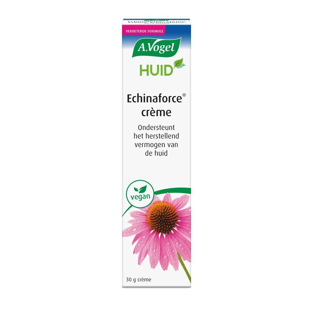 Crèmetube met productnaam en logo. Vegan-keurmerk. 30 g crème.