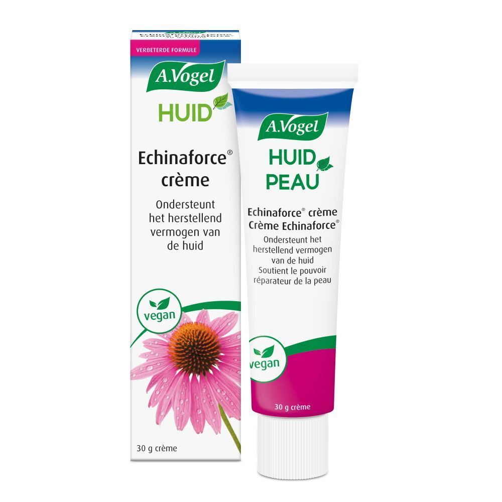 Productverpakking en tube. Verpakking met productnaam en logo. Vegan-keurmerk.