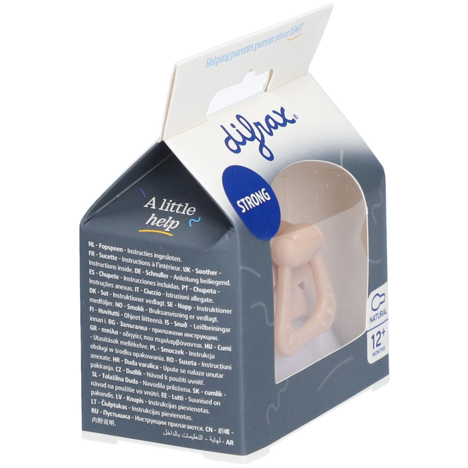 Difrax Schnuller in Verpackung. Beige, 12+ Monate. Verpackung geöffnet.