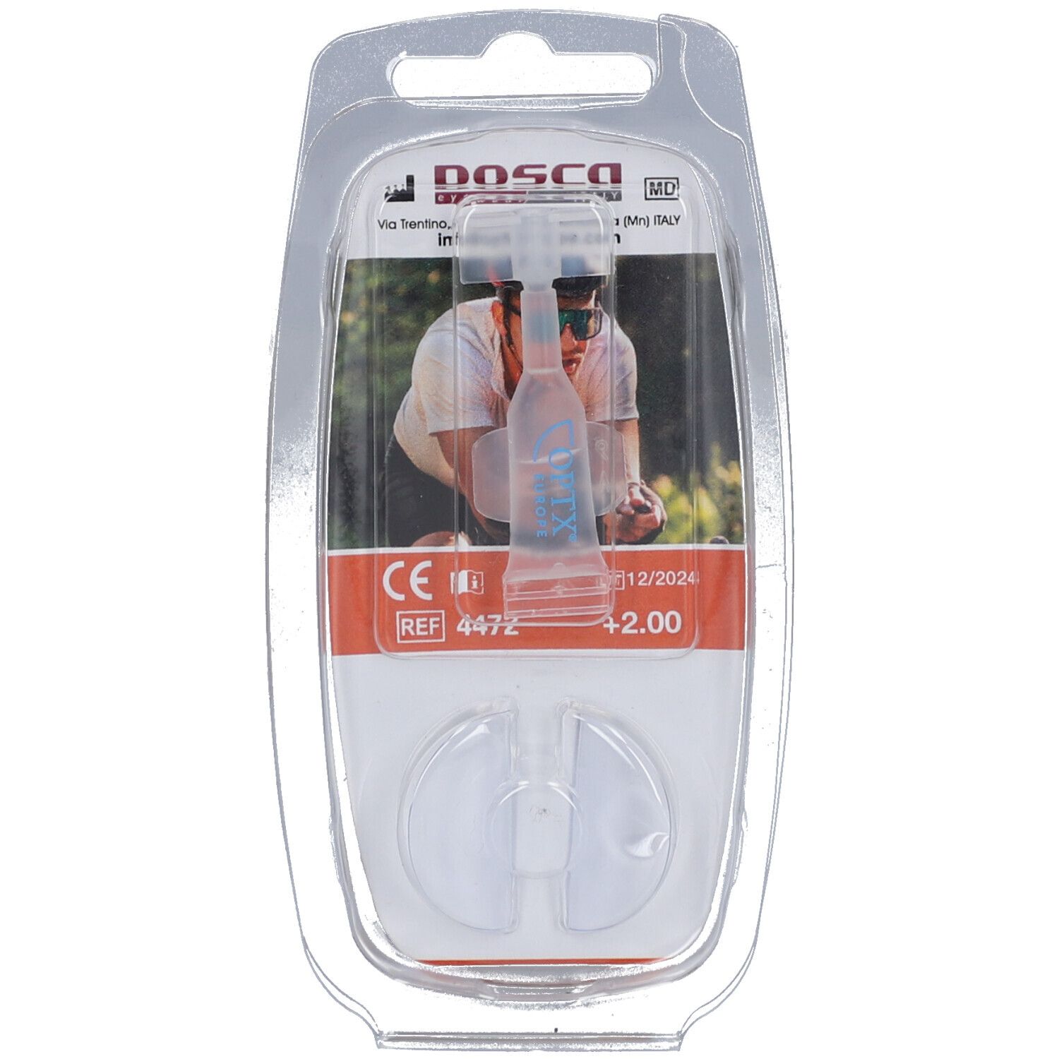 Verpackung mit StickTite Bifokal-Linsen +2.00. Enthält ein Applikator. CE-Kennzeichnung.