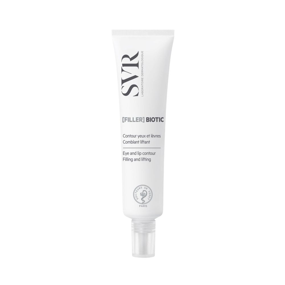 Tube blanc SVR [FILLER] BIOTIC. Pour le contour des yeux et des lèvres. Avec embout applicateur.