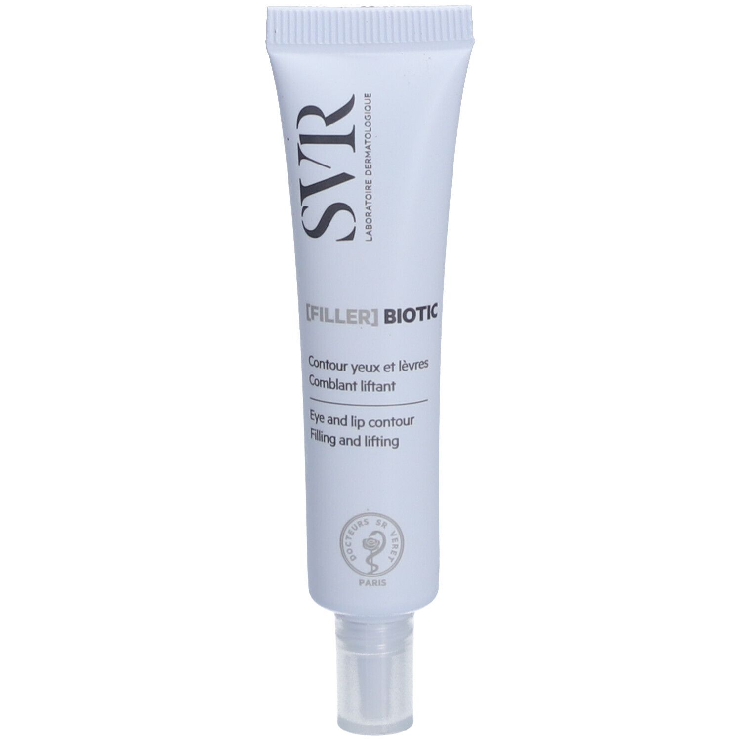 Tube blanc SVR [FILLER] BIOTIC. Pour le contour des yeux et des lèvres. Avec embout applicateur.