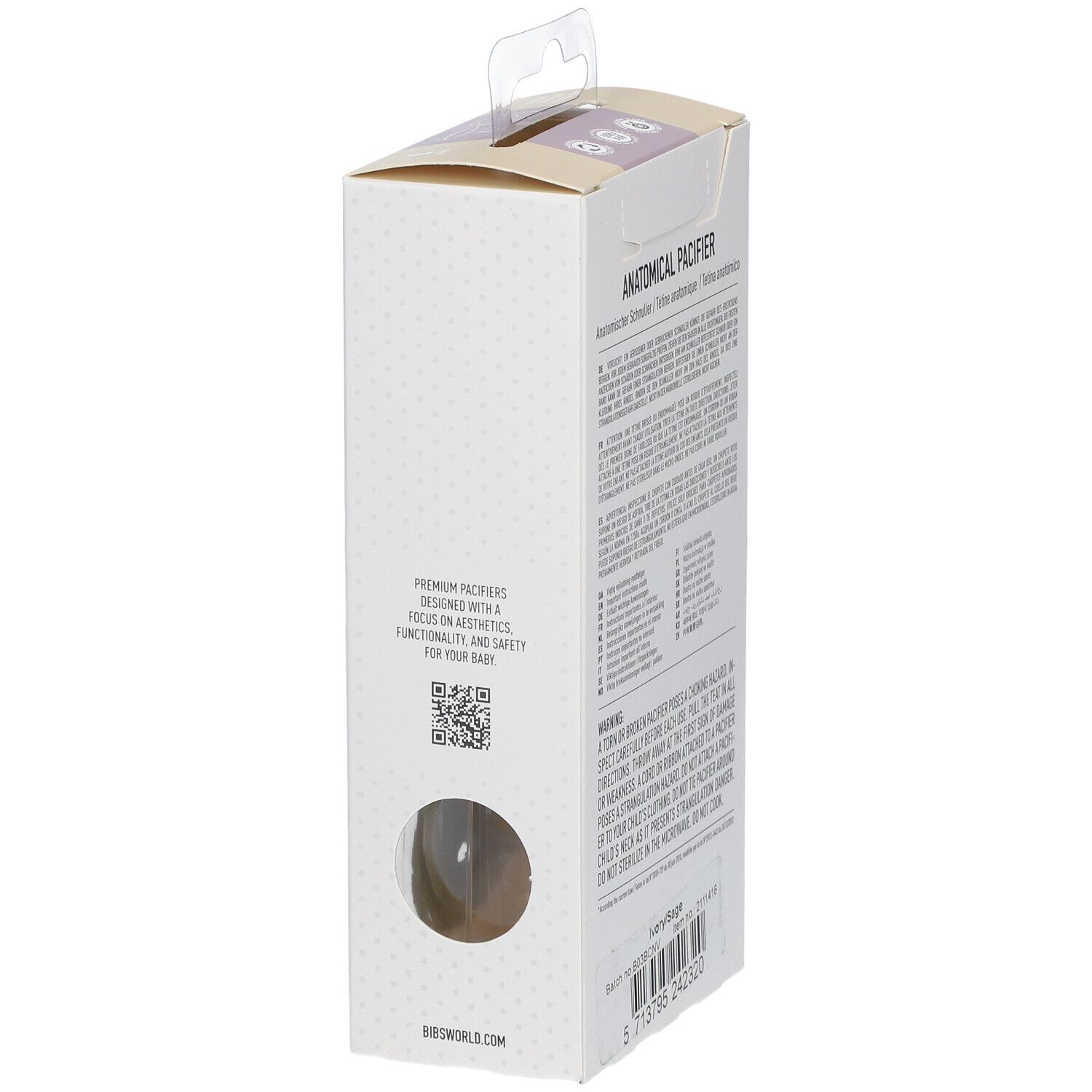 BIBS Anatomischer Beruhigungssauger Ivory/Weise 0-6 Monate