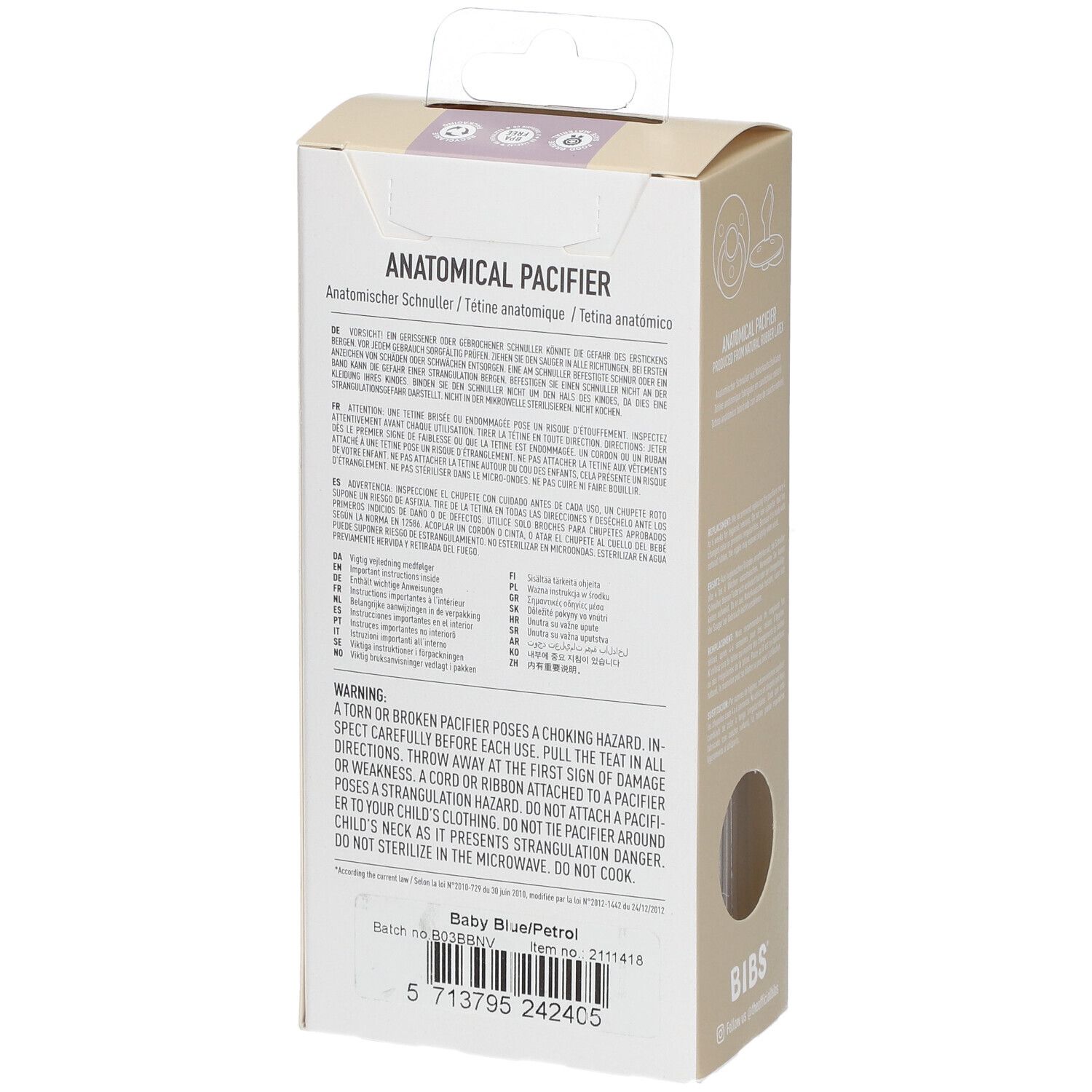 BIBS Anatomisch geformter Sauger Petrol-Blau 0-6 Monate