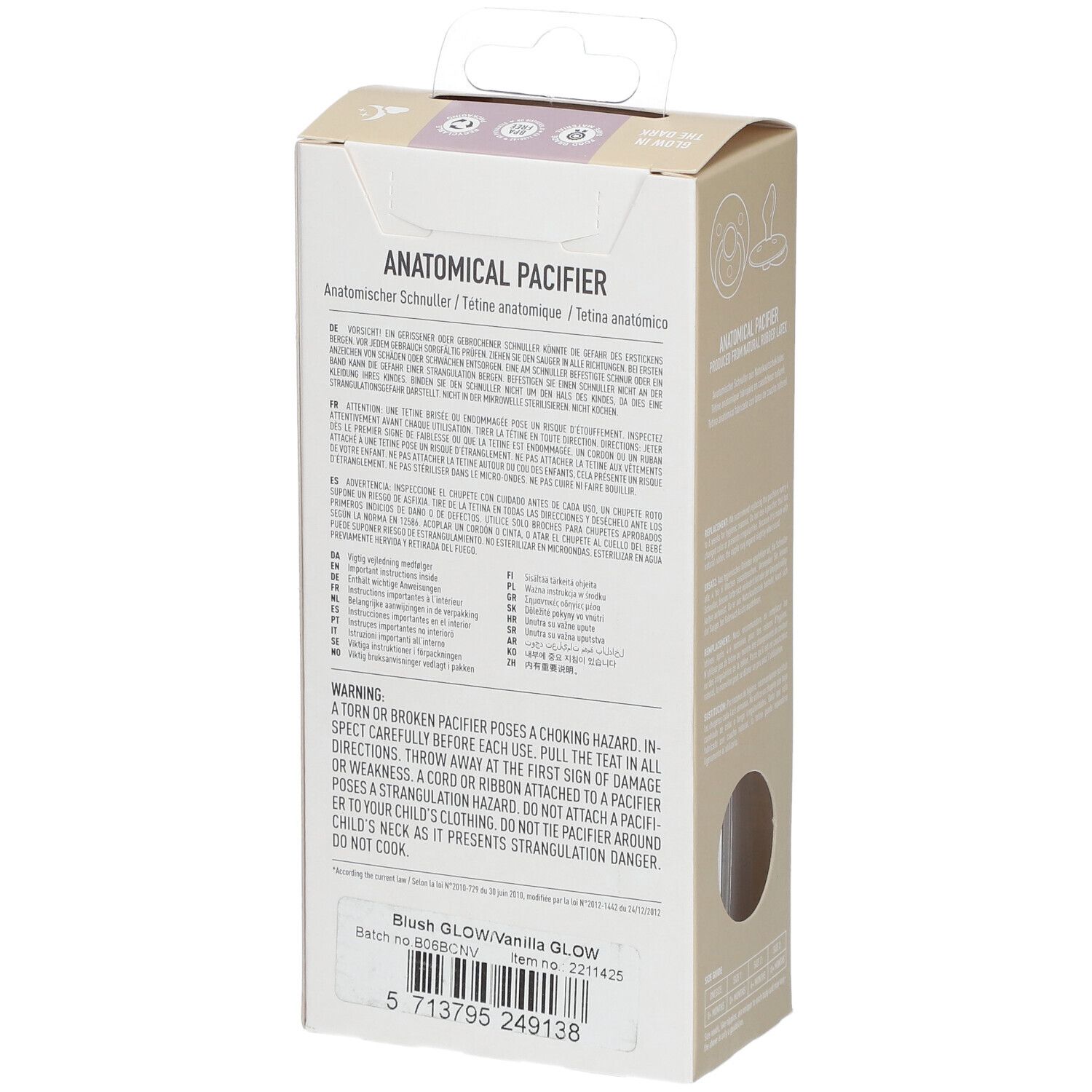 BIBS Anatomisch geformter Sauger Glow Vanille - Blush 6-18 Monate