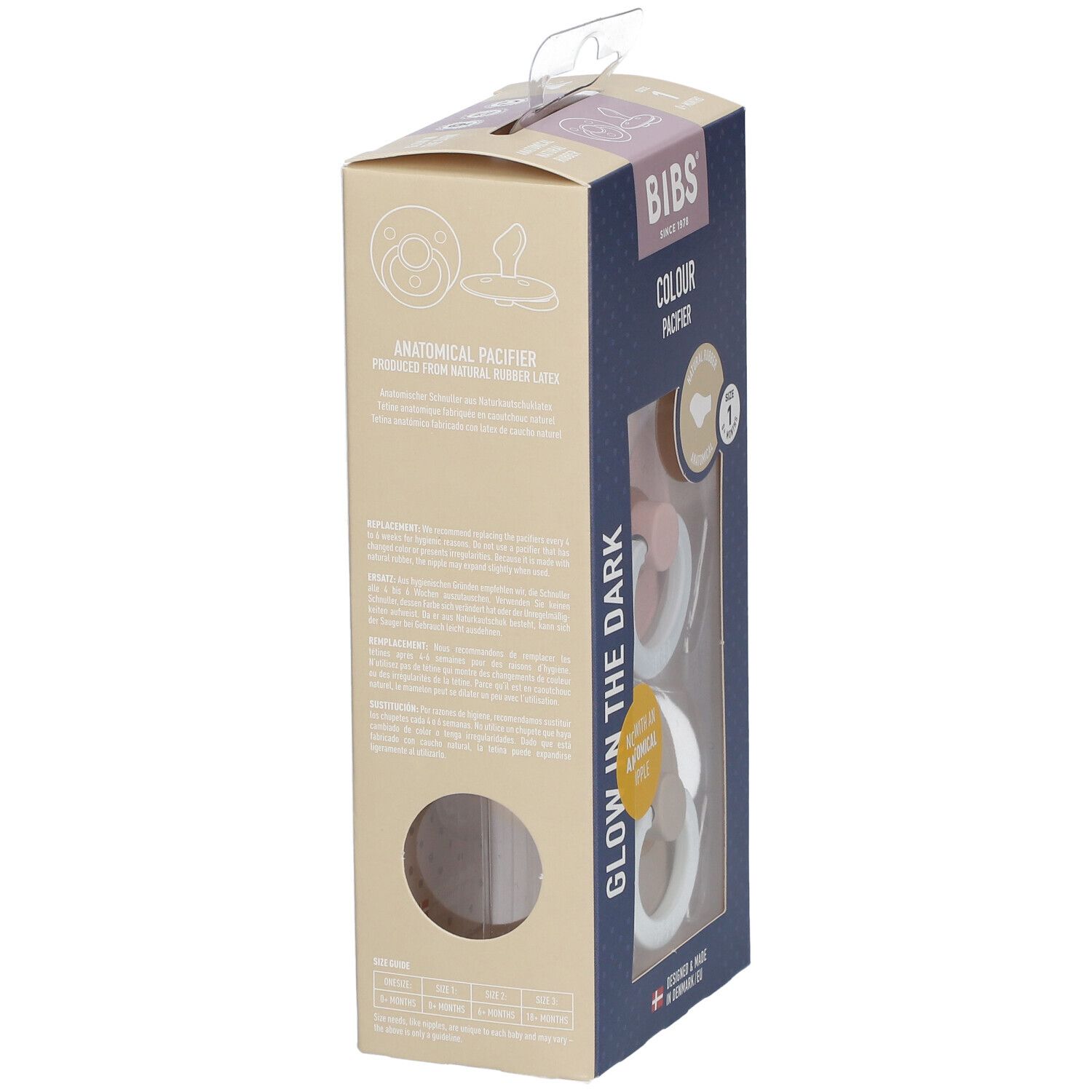 BIBS Anatomisch geformter Sauger Glow Vanille - Blush 0-6 Monate