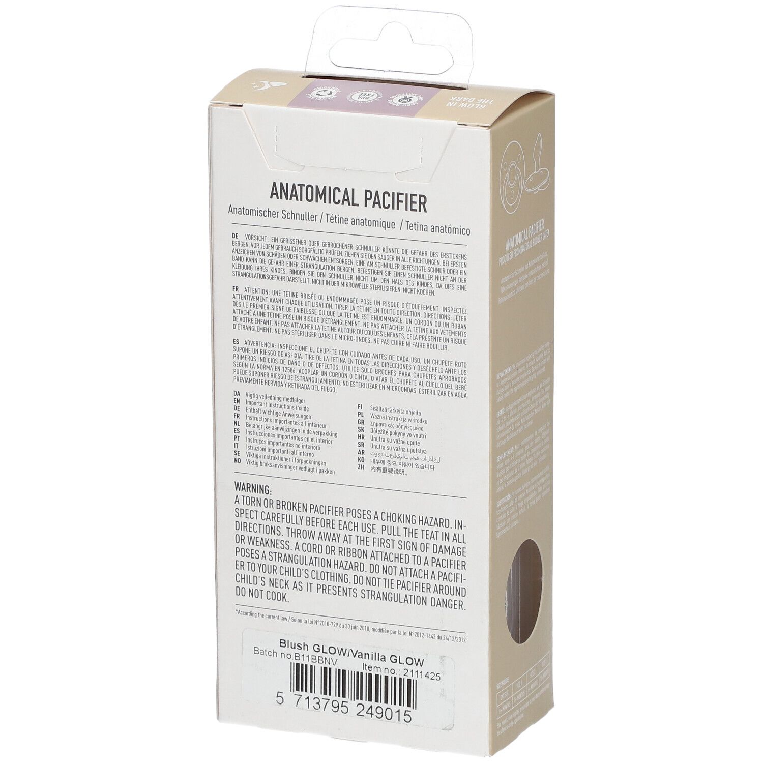 BIBS Anatomisch geformter Sauger Glow Vanille - Blush 0-6 Monate