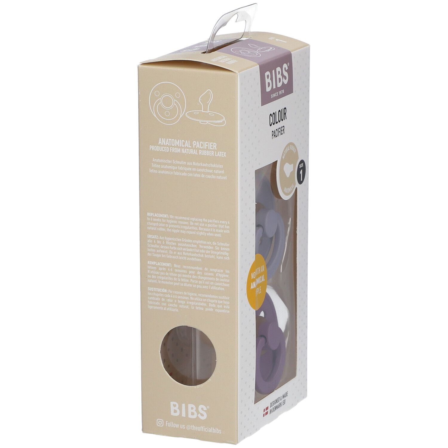 BIBS® BIBS COULEUR Fossil Sauger - Mauve 0-6 Monate Größe 1