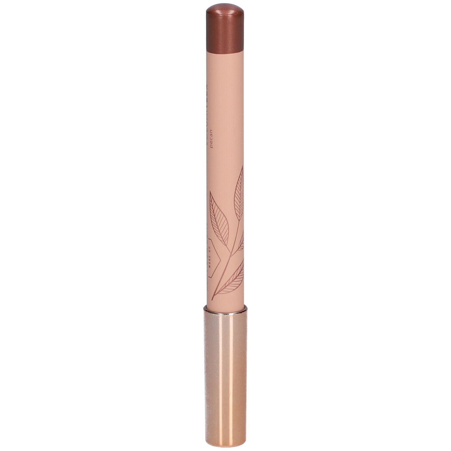 Crayon avec pointe marron et corps rose. Inscriptions: CENT PUR CENT, VOLUMIEYEUX.