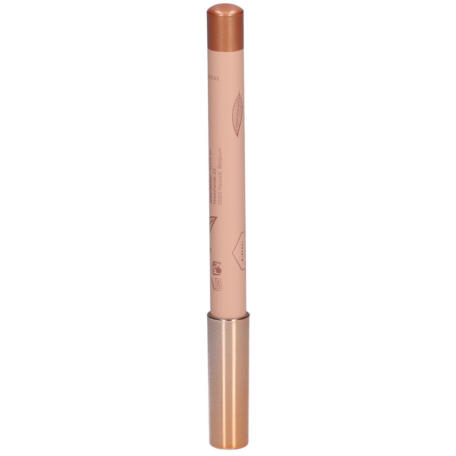 Crayon avec pointe bronze et corps rose. Inscription : CENT PUR CENT, VOLUMIEYUX.