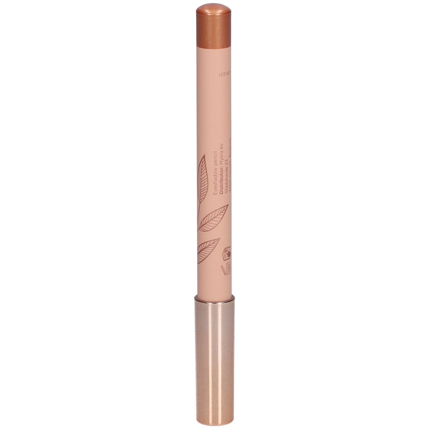 Crayon avec pointe bronze et corps rose. Inscription : CENT PUR CENT, VOLUMIEYUX.