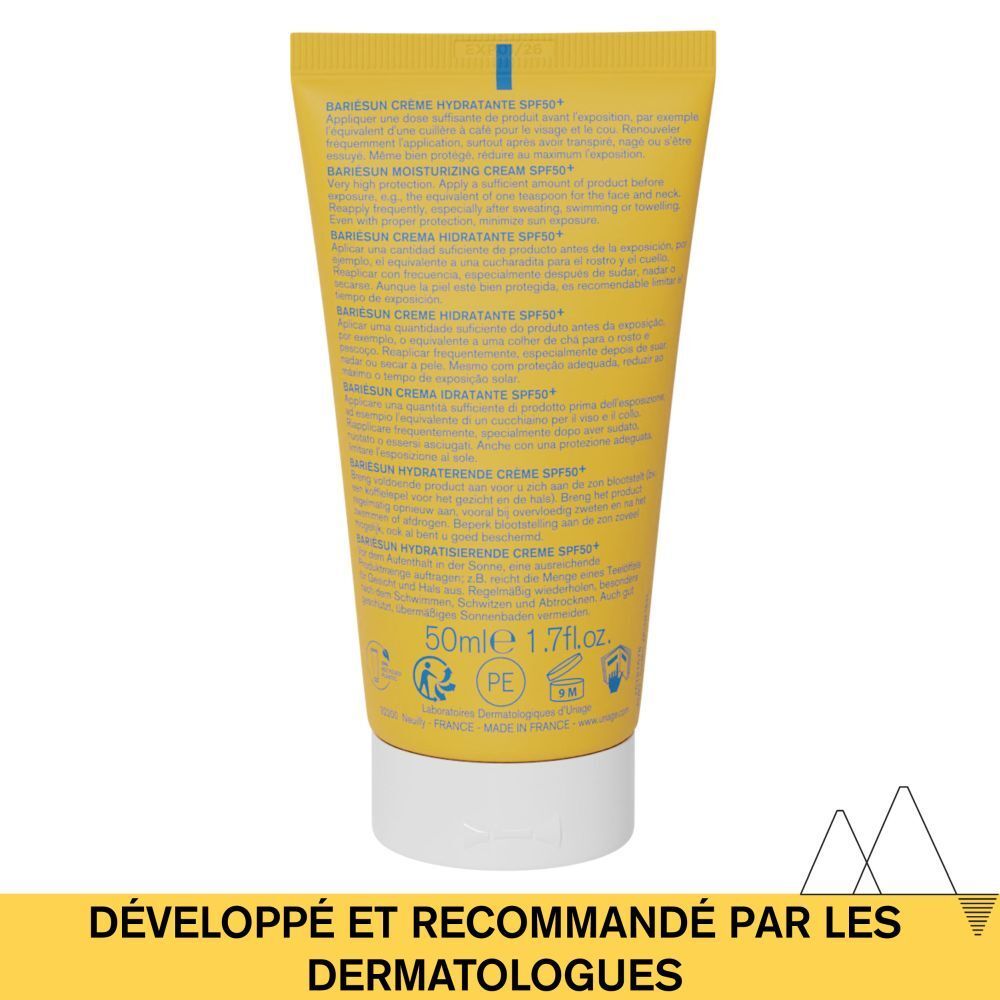 Emballage du produit. Côté de la boîte avec texte et logos.