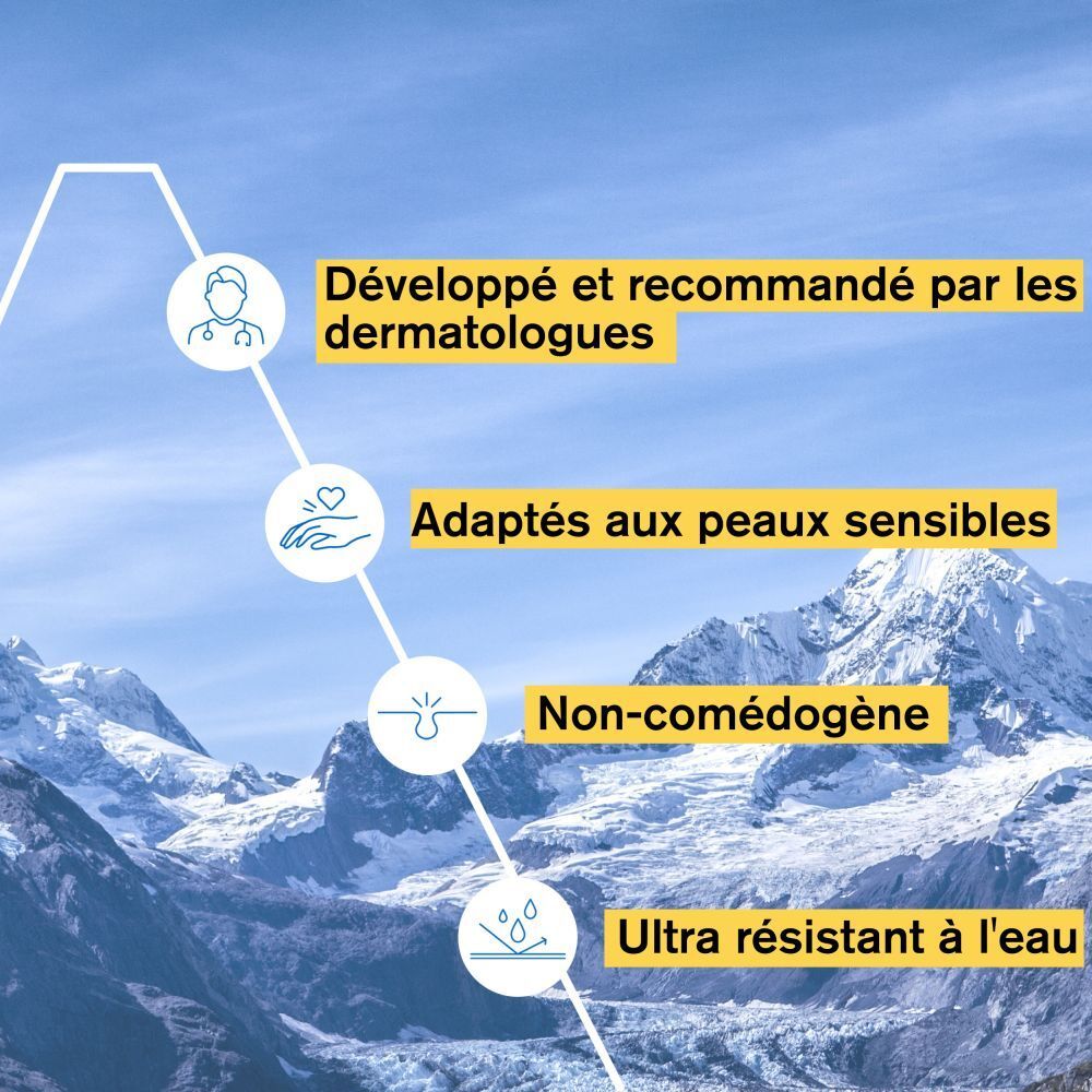 Emballage du produit. Côté de la boîte avec texte et logos.
