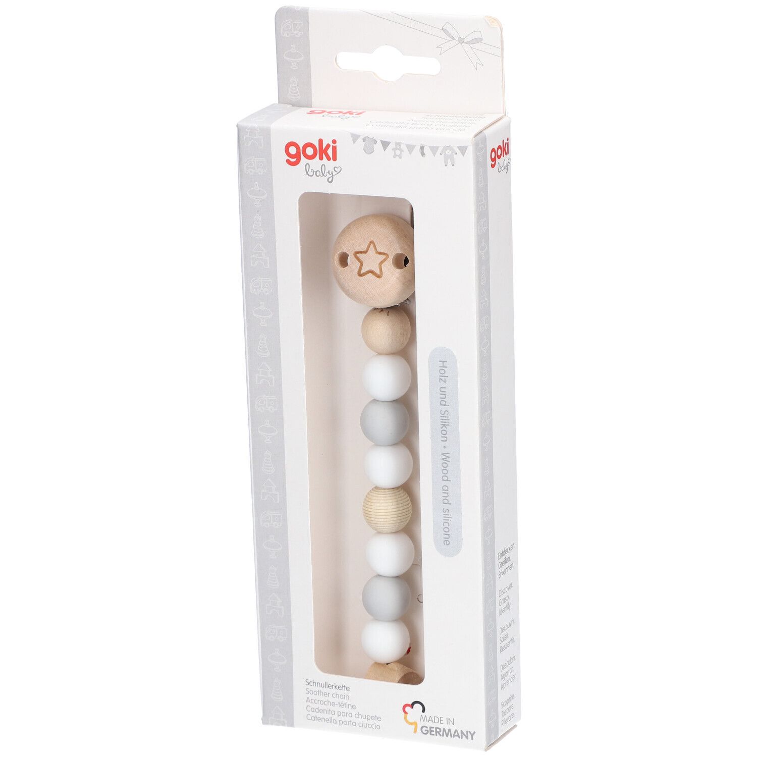 Goki Accroche-tétine étoile Gris Blanc