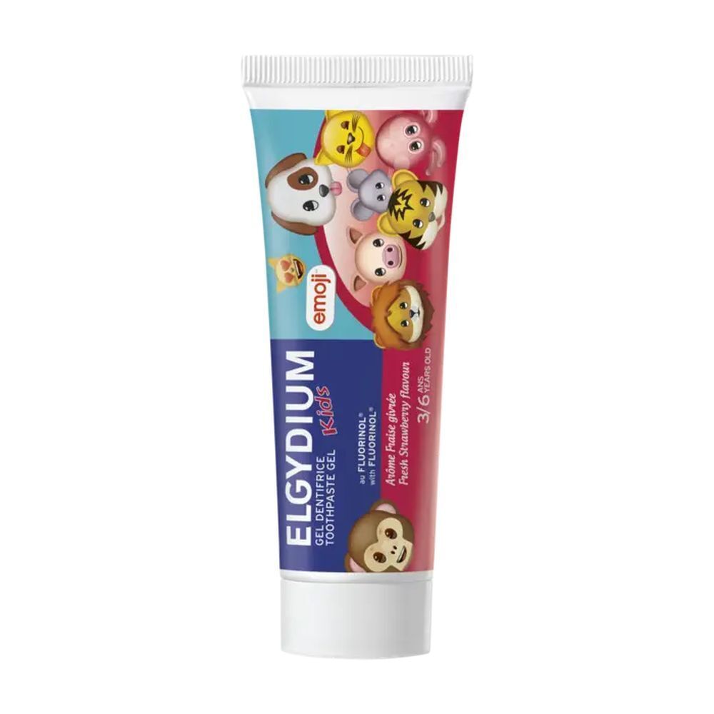 Elgydium Kids Emoji Tandpasta Bevroren Aardbeiensmaak voor kinderen van 3 tot 6 50ml 50 ml Zahnpasta