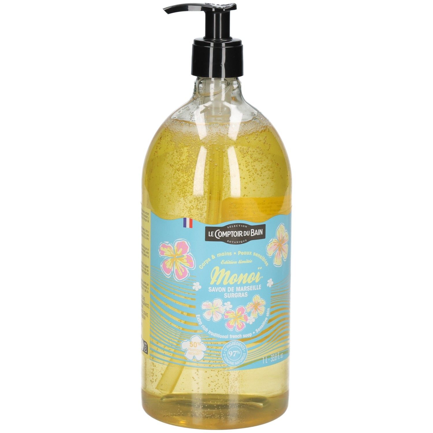 Le Comptoir du Bain Savon Liquide de Marseille 1L Monoi Edition Limitée 25x8,7x8,7 cm Flüssigseife