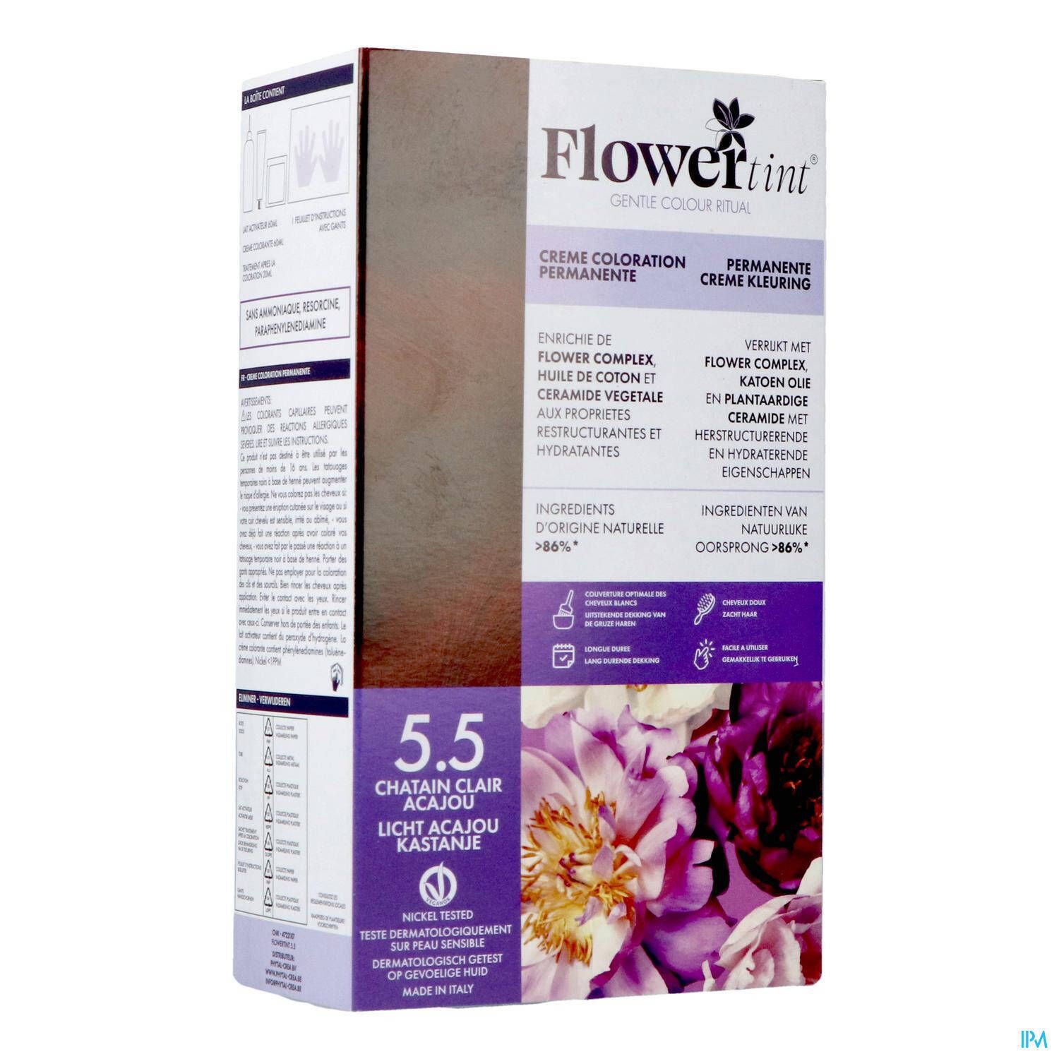 FLORWERTINT Creme Coloration Permanente 5.5 Chatain Clair Acajou 140 ml Teinture(S) view 2