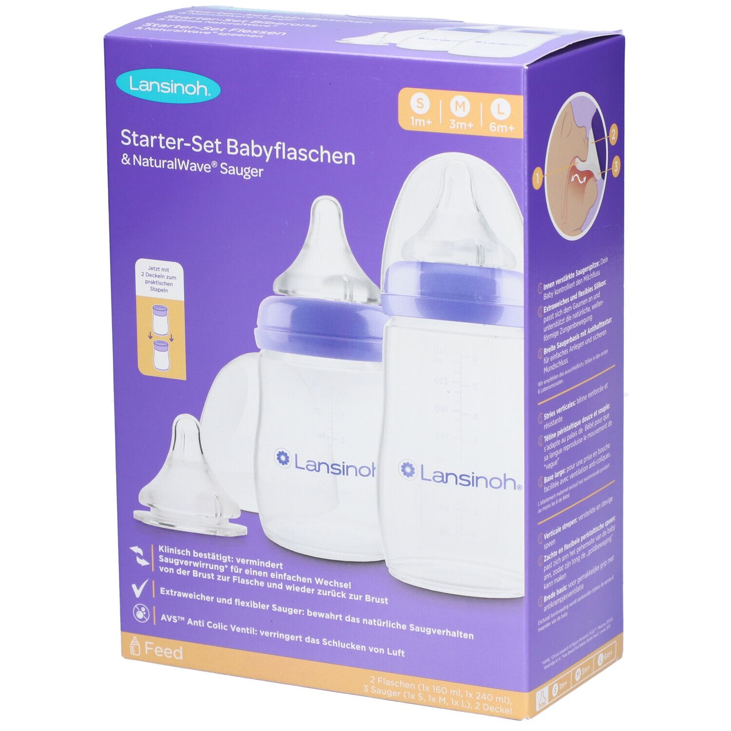 Lansinoh Coffret de Démarrage Biberon + Tétine NaturalWave