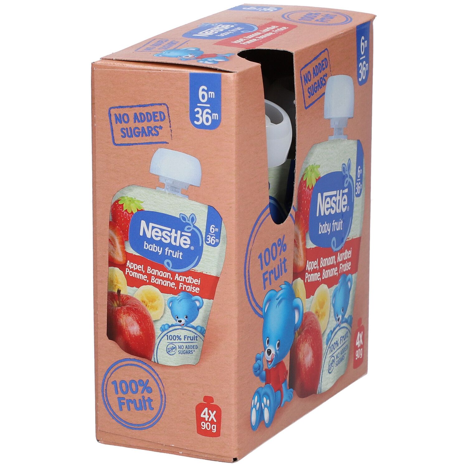 Nestle Baby Fruit Appel - Banaan Aardbei 4x90 g Futter