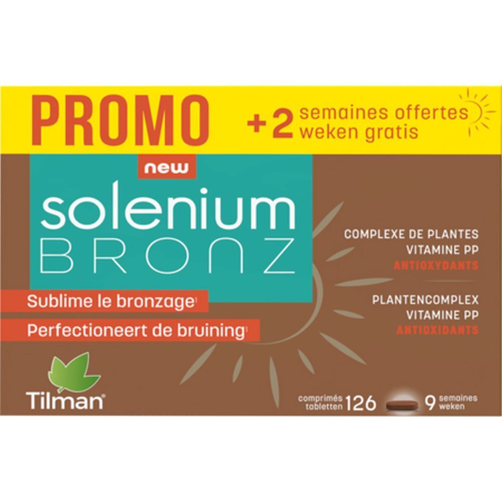 Boîte marron avec nom du produit et "PROMO + 2 semaines offertes". Contient des comprimés. Marque : Tilman.