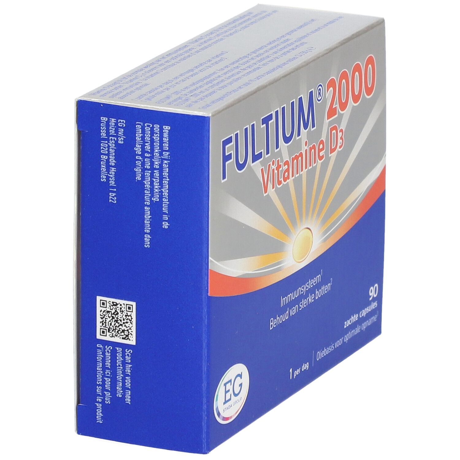 Achterkant van de Fultium 2000 verpakking. Barcode en vervaldatum. Nederlandse tekst.