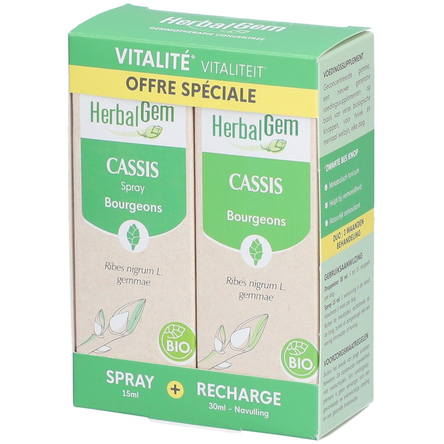 HerbalGem Cassis Bio Spray + Recharge DUO