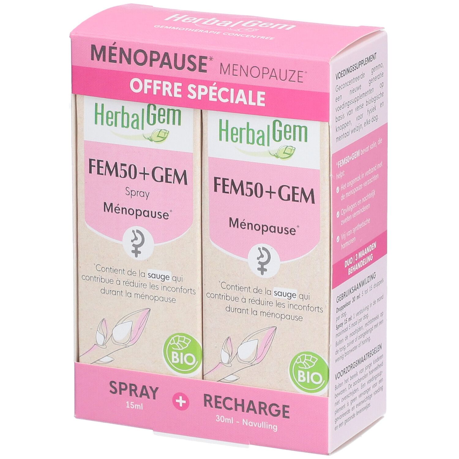 HerbalGem Fem50+Gem Bio Spray + Recharge DUO
