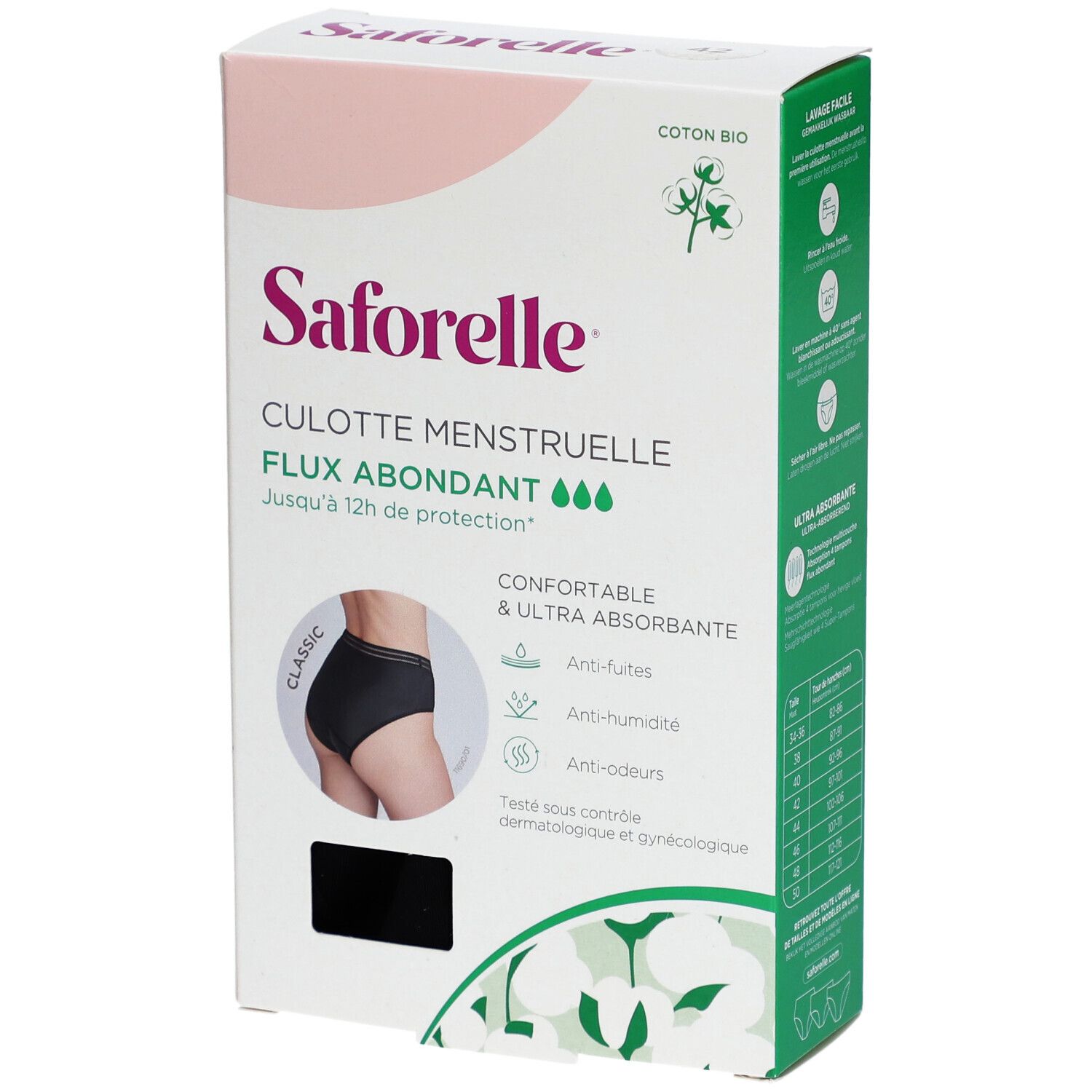 Saforelle Culotte pour les Règles Flux Abondant Taille 42