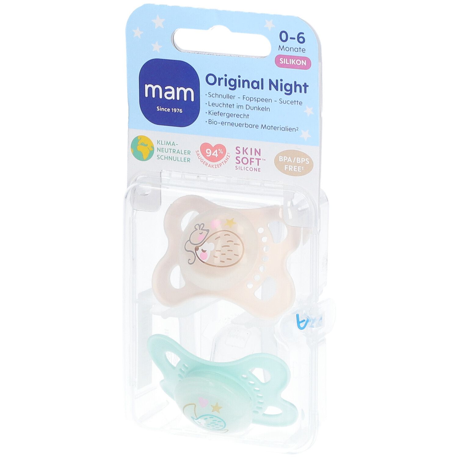 MAM Original Night Silikonschnuller 0-6 Monate (Farbe/Motiv nicht wählbar)