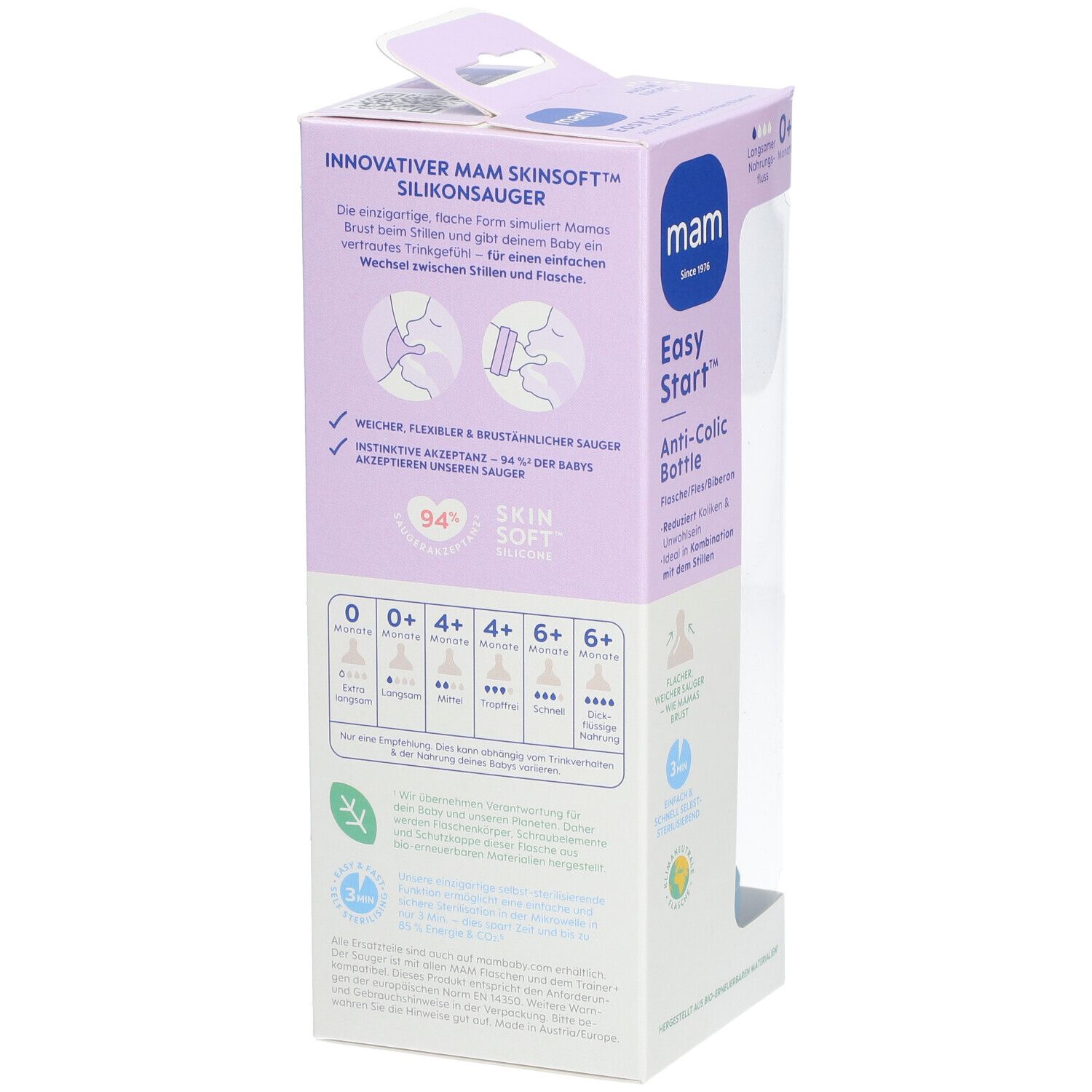 MAM Easy Start Anti-Colic Zuigfles Blauw 260ml 1 St Flaschen